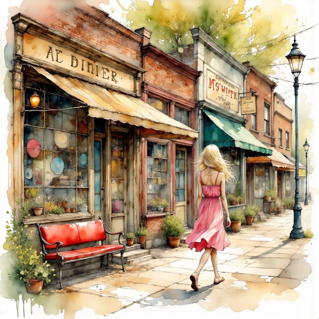 Nostalgic Morning Stroll in Vintage Brick Town