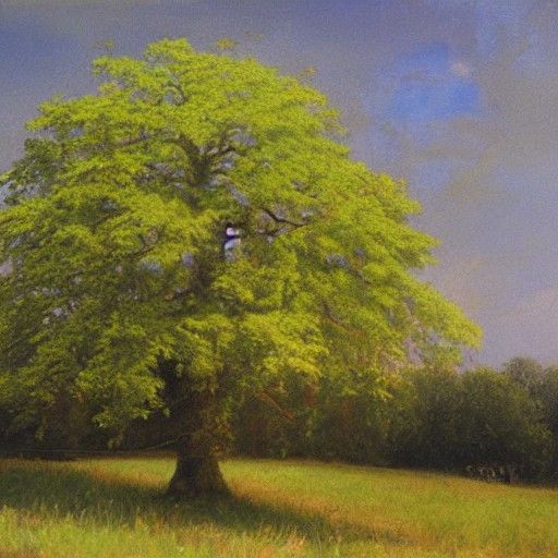 Wych Elm in Field, Oil Painting