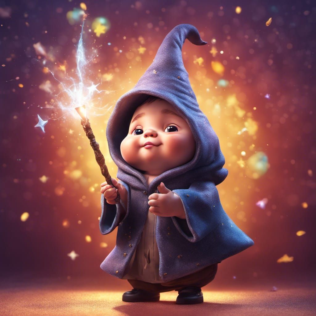 Cute Wizard SPreading Magic All Over The World