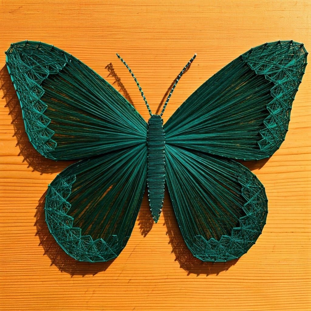 String Art Butterfly with Geometric Patterns
