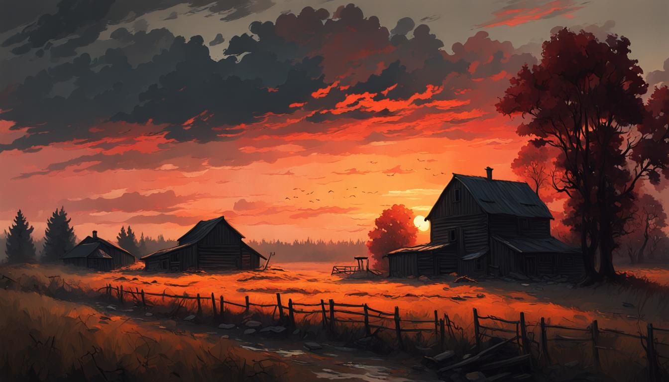 Sunset Farm: Matte Painting with Deep Color