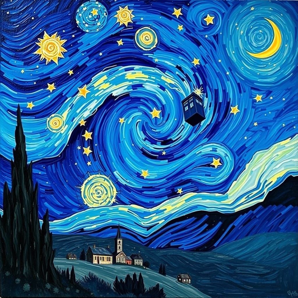 Dreamlike Night Sky with Whimsical Celestial Motion