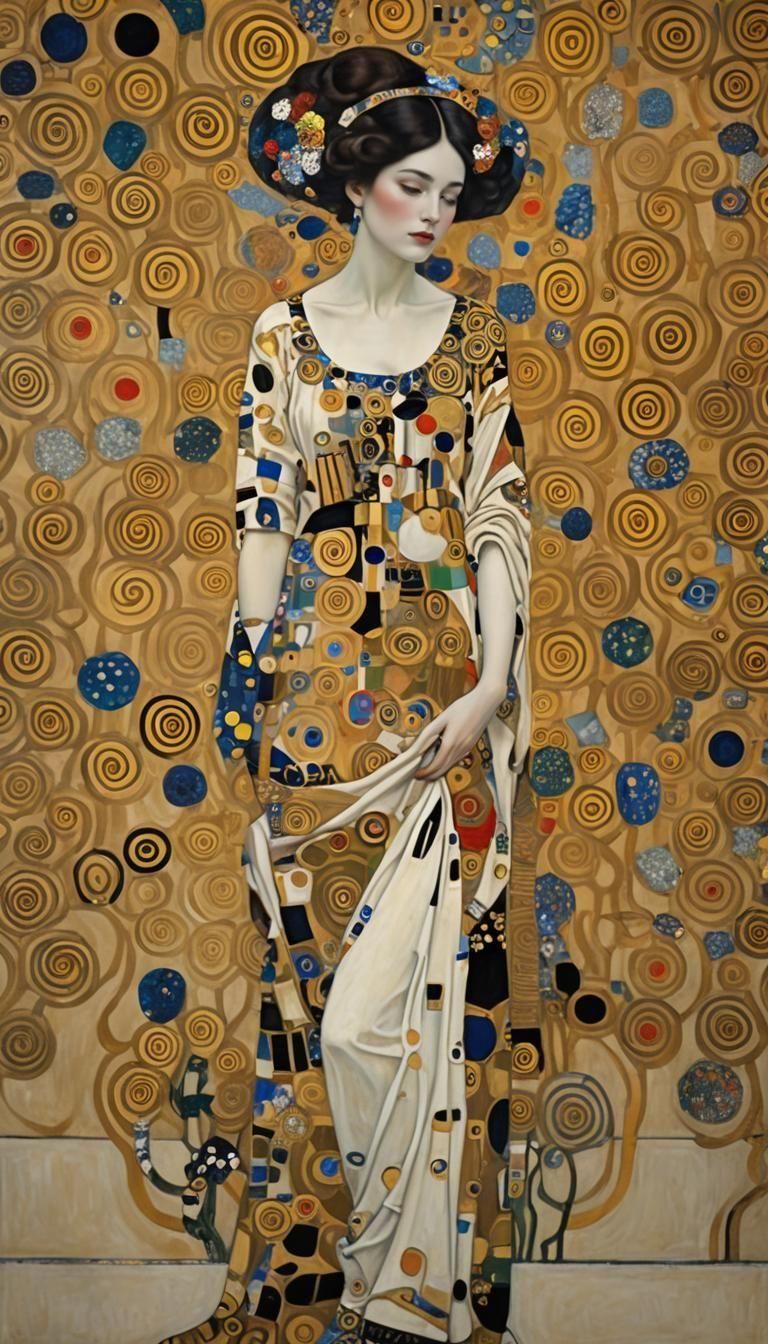 Klimt's Muse: A Golden Portrait in Art Nouveau Style