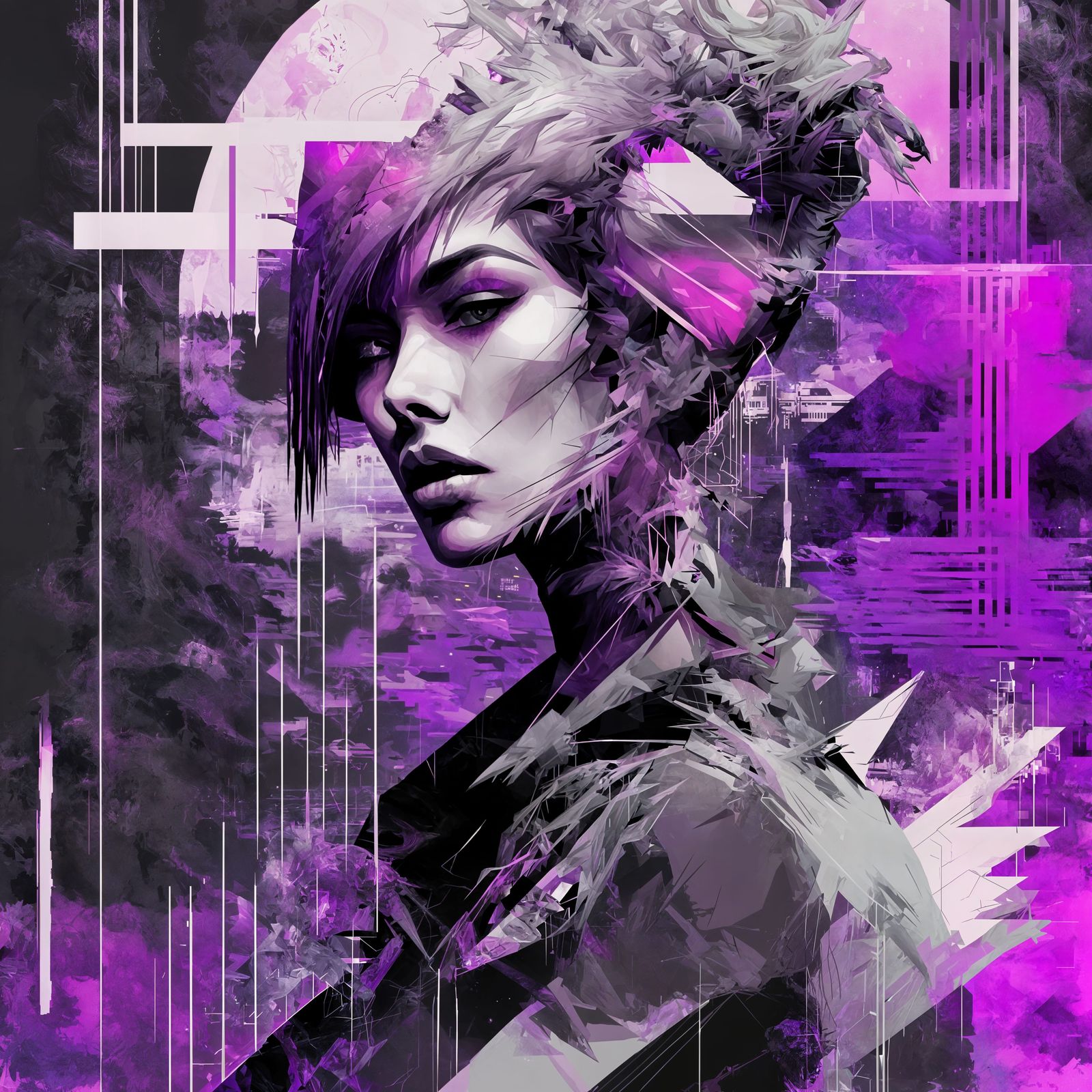 Vaporwave Glitch Digital Painting in Glitchcore Style