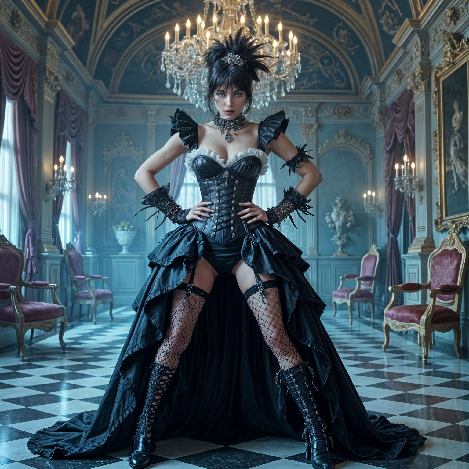 Punk Marie Antoinette in Baroque Castle, Gorey Style