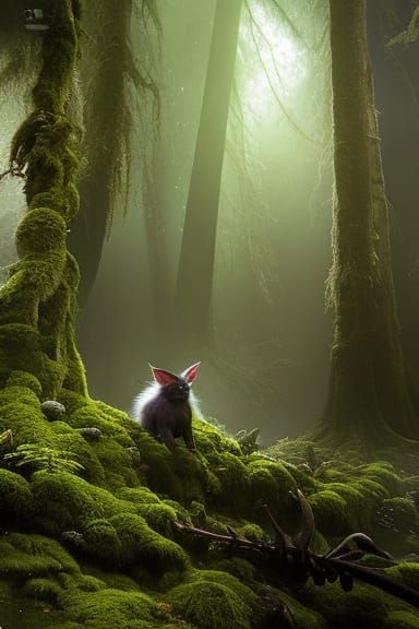 Furry Goblin in Misty Forest: Whimsical Fantasy Art