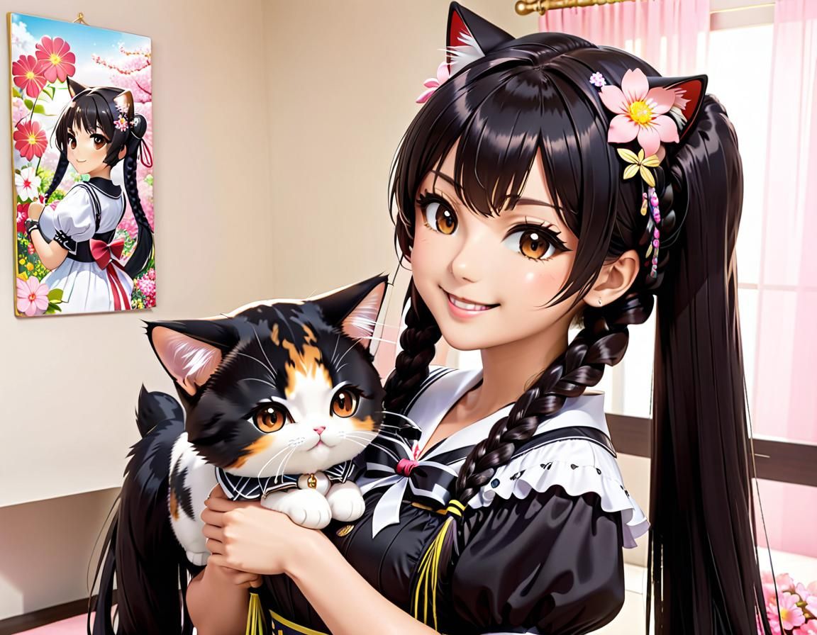 Cute Nekomimi Girl in Harajuku Fashion