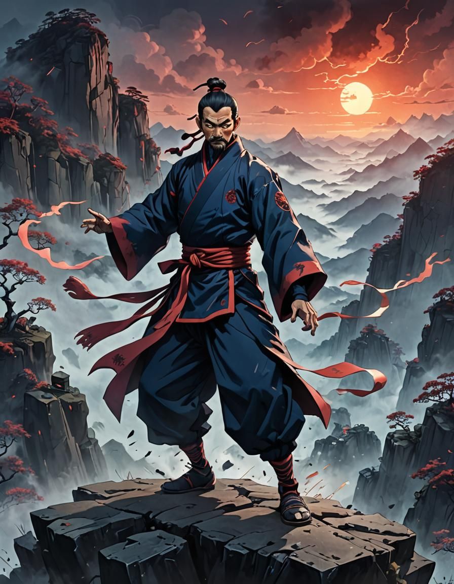 Kung Fu Jiangshi on Misty Mountain Cliff