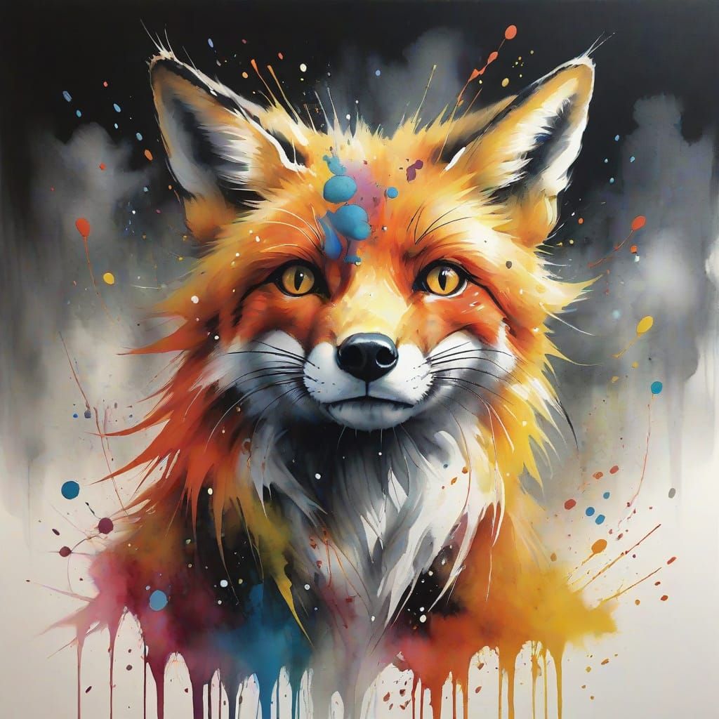 Vibrant Fox in the Style of Stephen Gammell