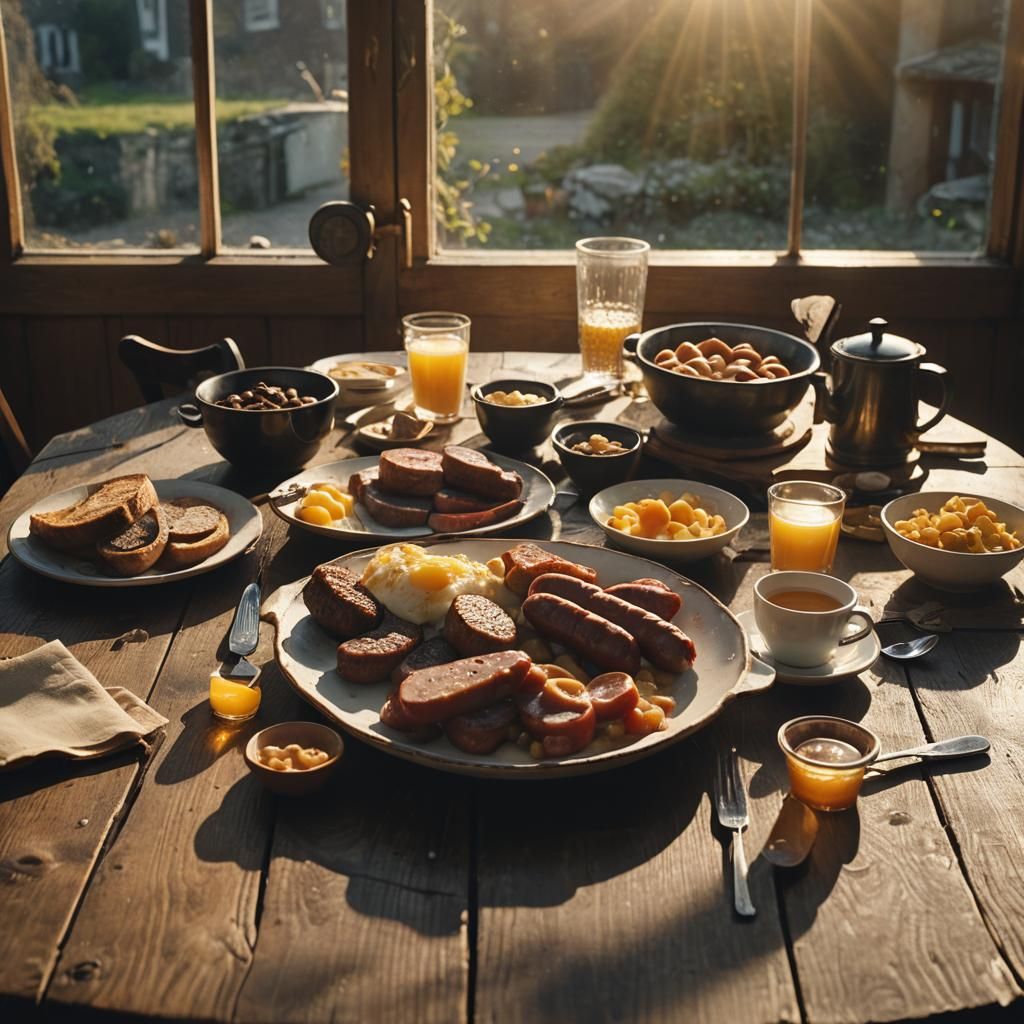 Cinematic Irish Breakfast Still Life