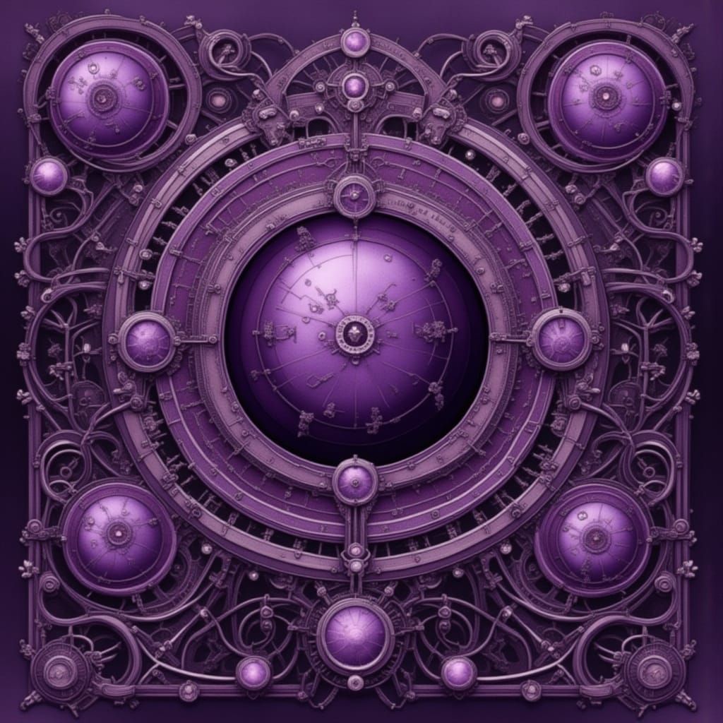 Elegant Purple Baroque Design with Ornate Details