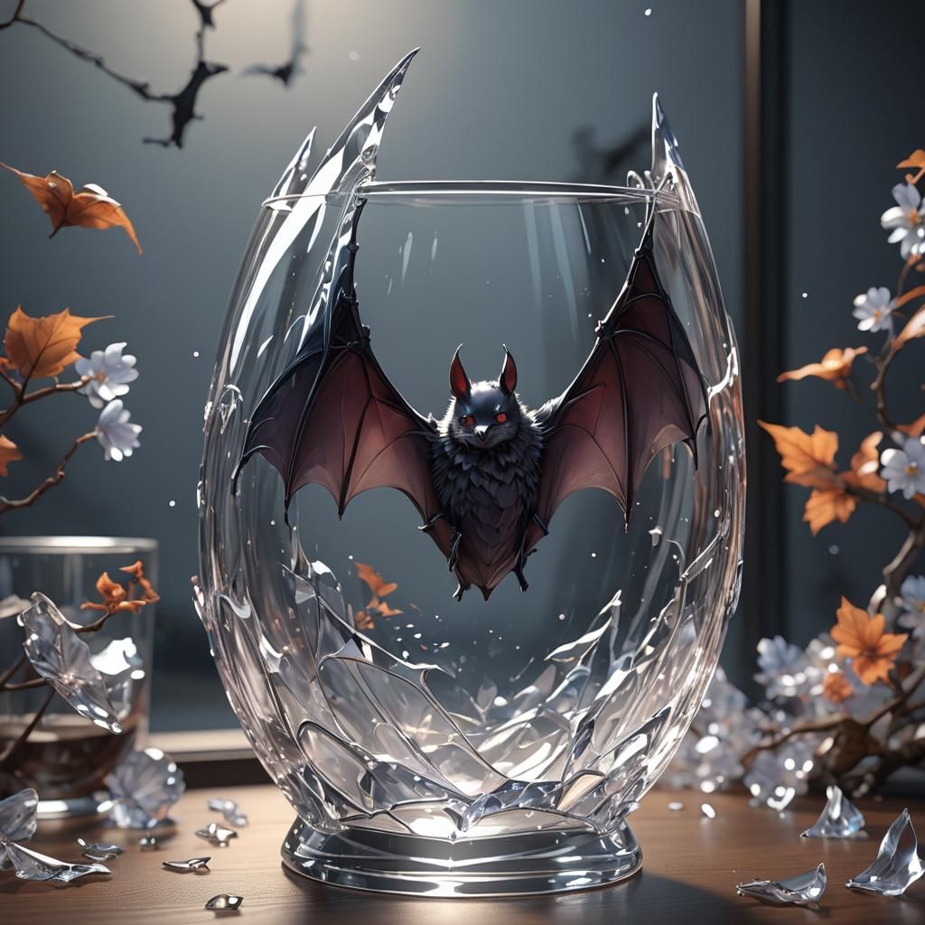Detailed 3D Anime Art of a Glass Bat