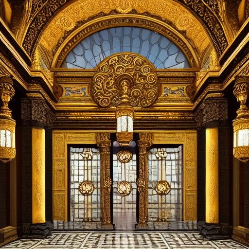 Ornate Palace Atrium with Art Deco Elements