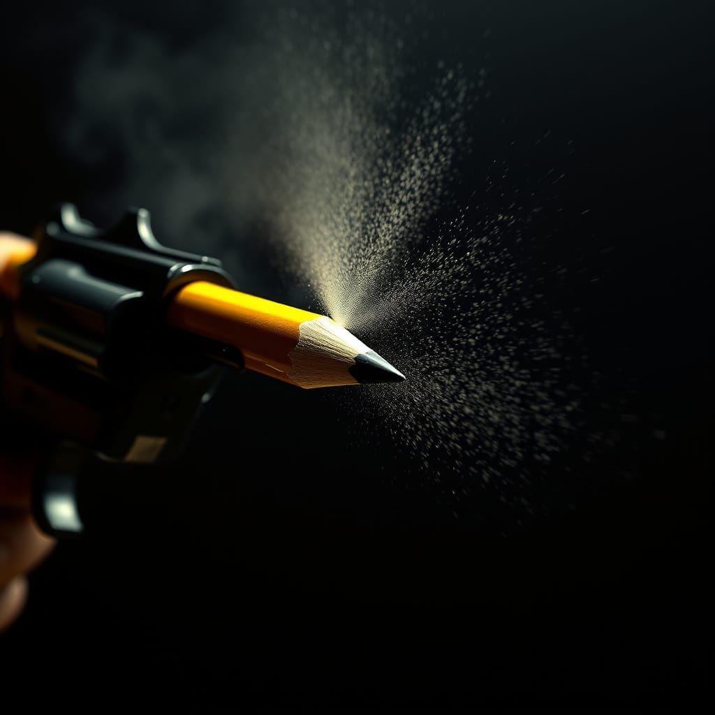 Giant Pencil Fired From Vintage Revolver