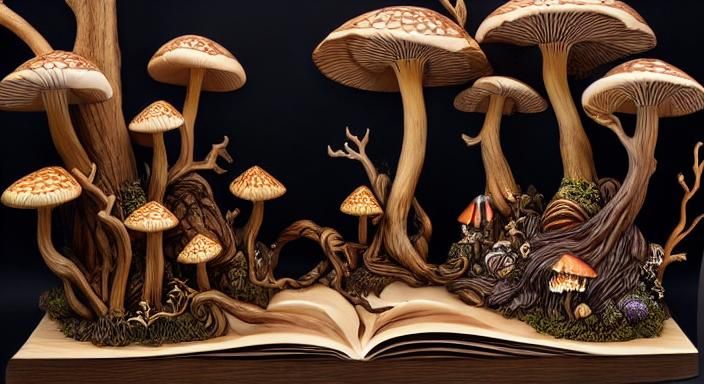 Alice in Wonderland Wood Carving in Luminism Style