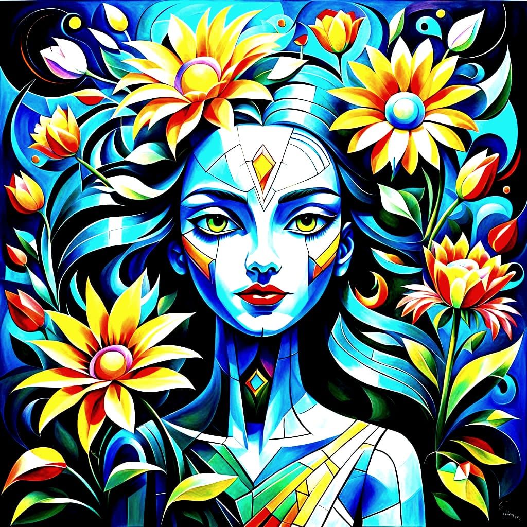 Cubist Flowers with Scintillating Vibrations