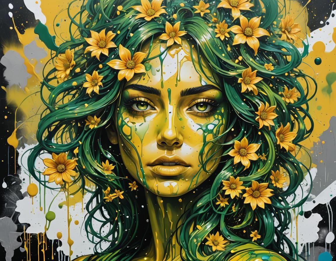 Psychedelic Cellophane Flowers in Graffiti Art Style