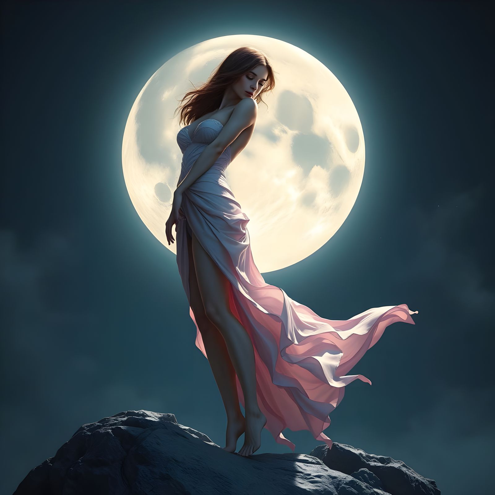 A Dreamlike Lunar Beauty in Vibrant Colors