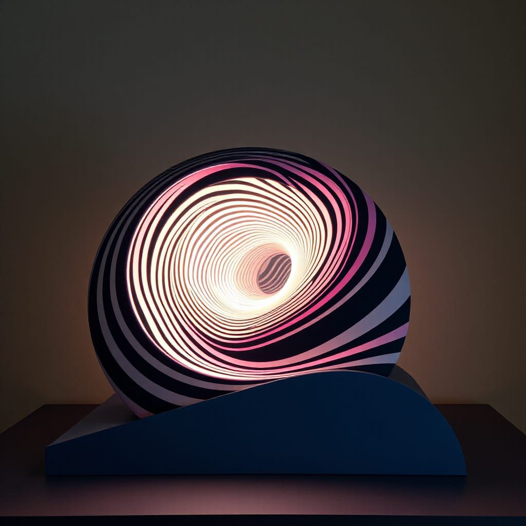 Op Art Sculpture in Studio Ghibli Style