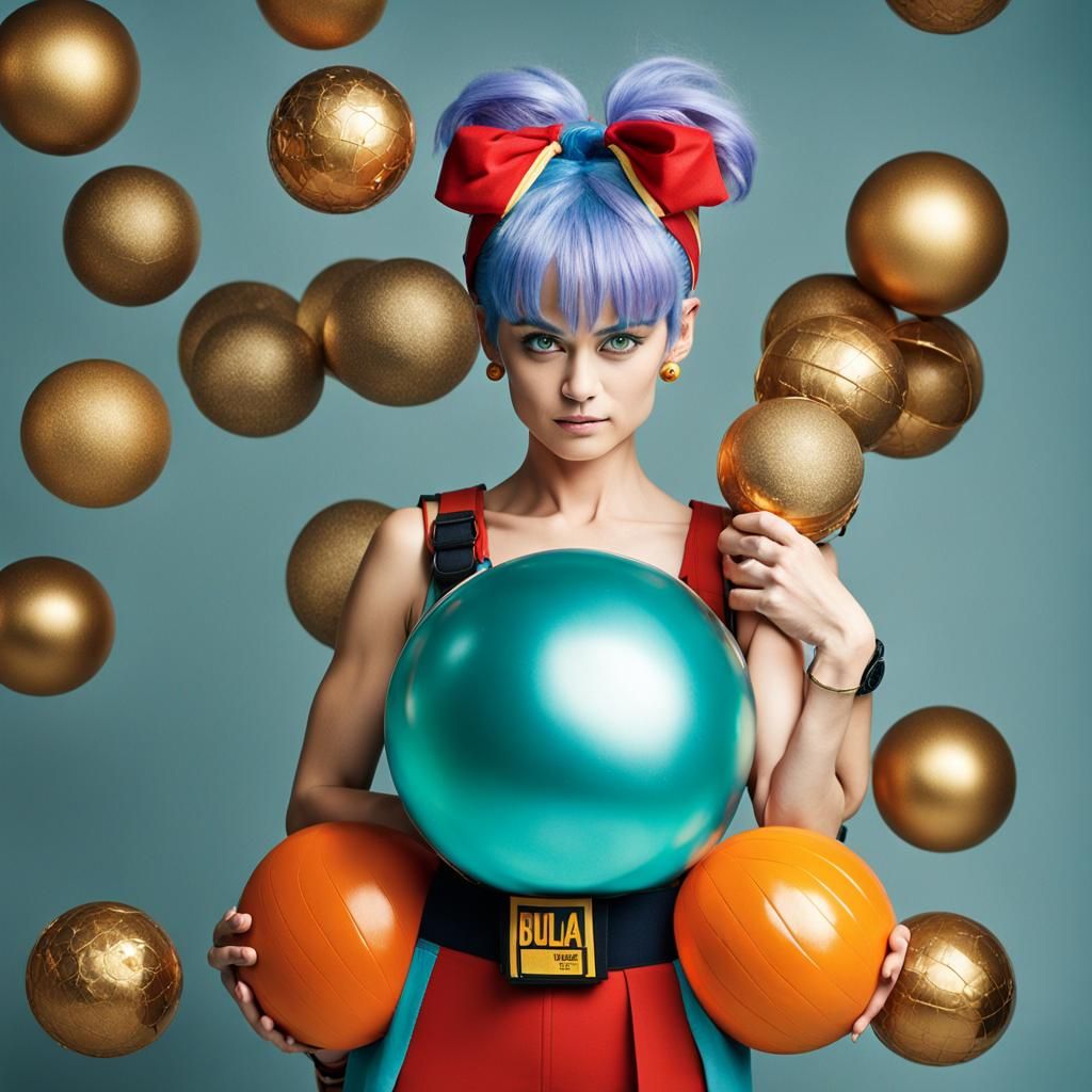 Realistic Bulma Portrait Holding Dragonball