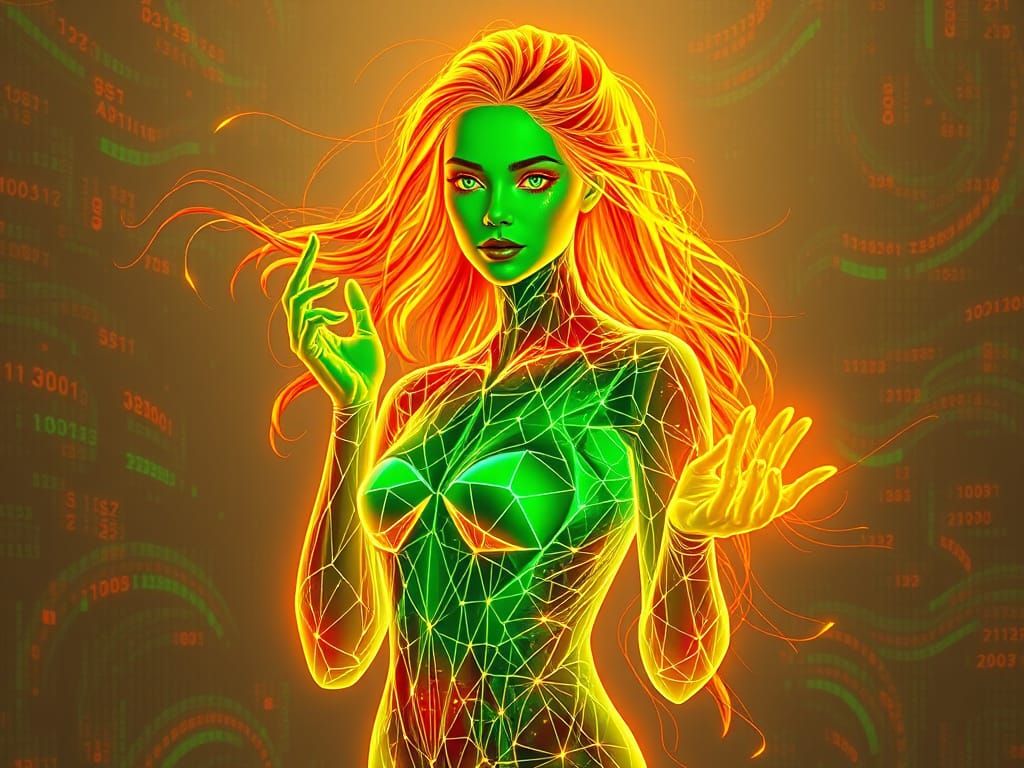 Neon Oracle in Hyper-Futuristic Digital Art