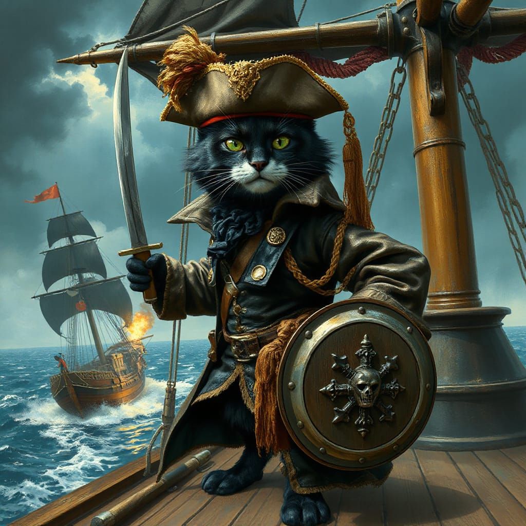 Black Cat Pirate Captain in Epic Battle