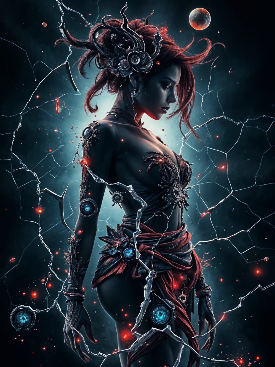 Mystical Heroine in Fractured Darkness