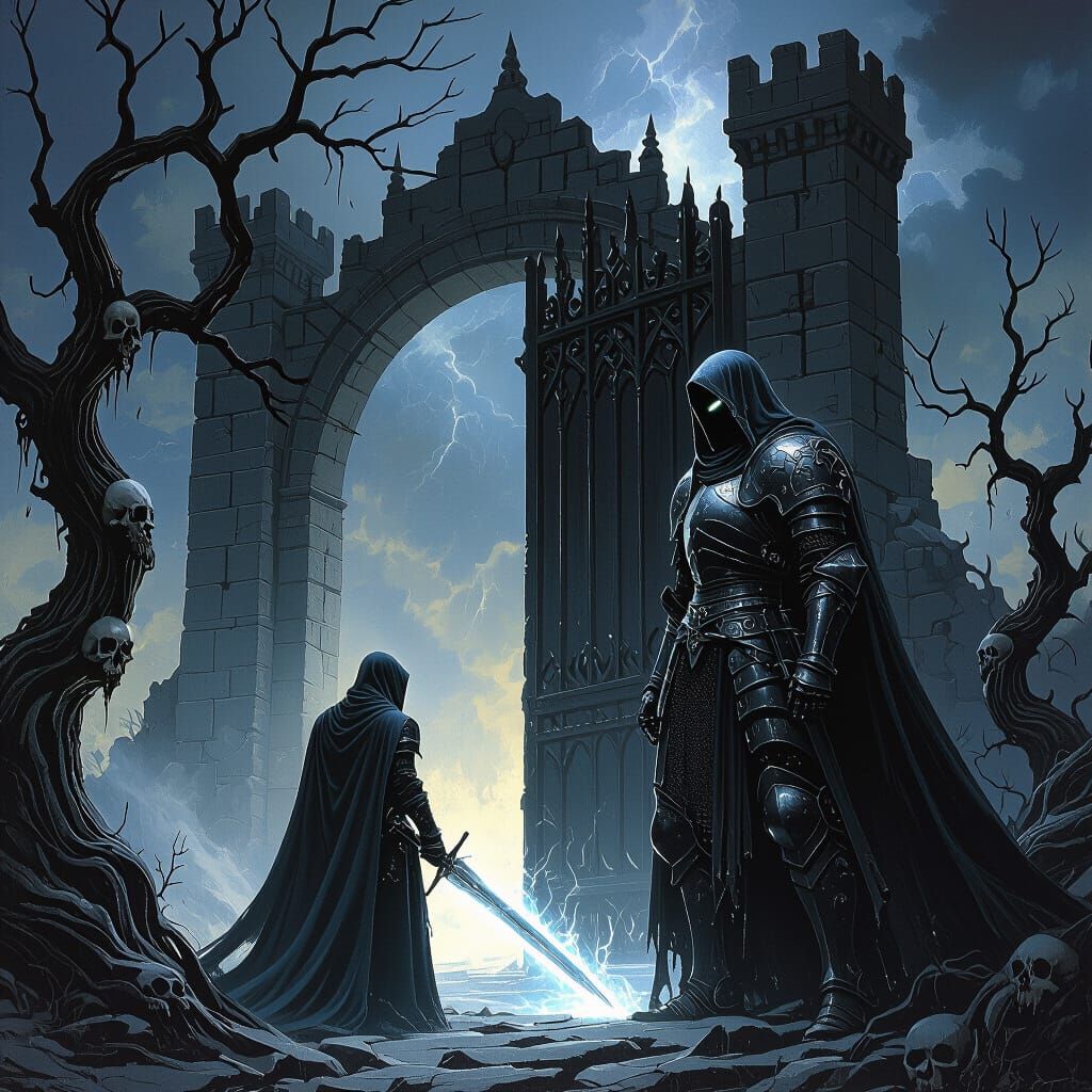 Spectral Knight Guarding Gate to Forgotten Realm