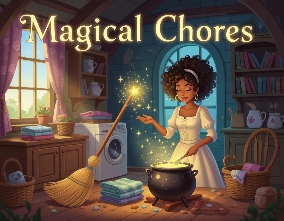 Enchanted Household Chores in Afrofuturist Style