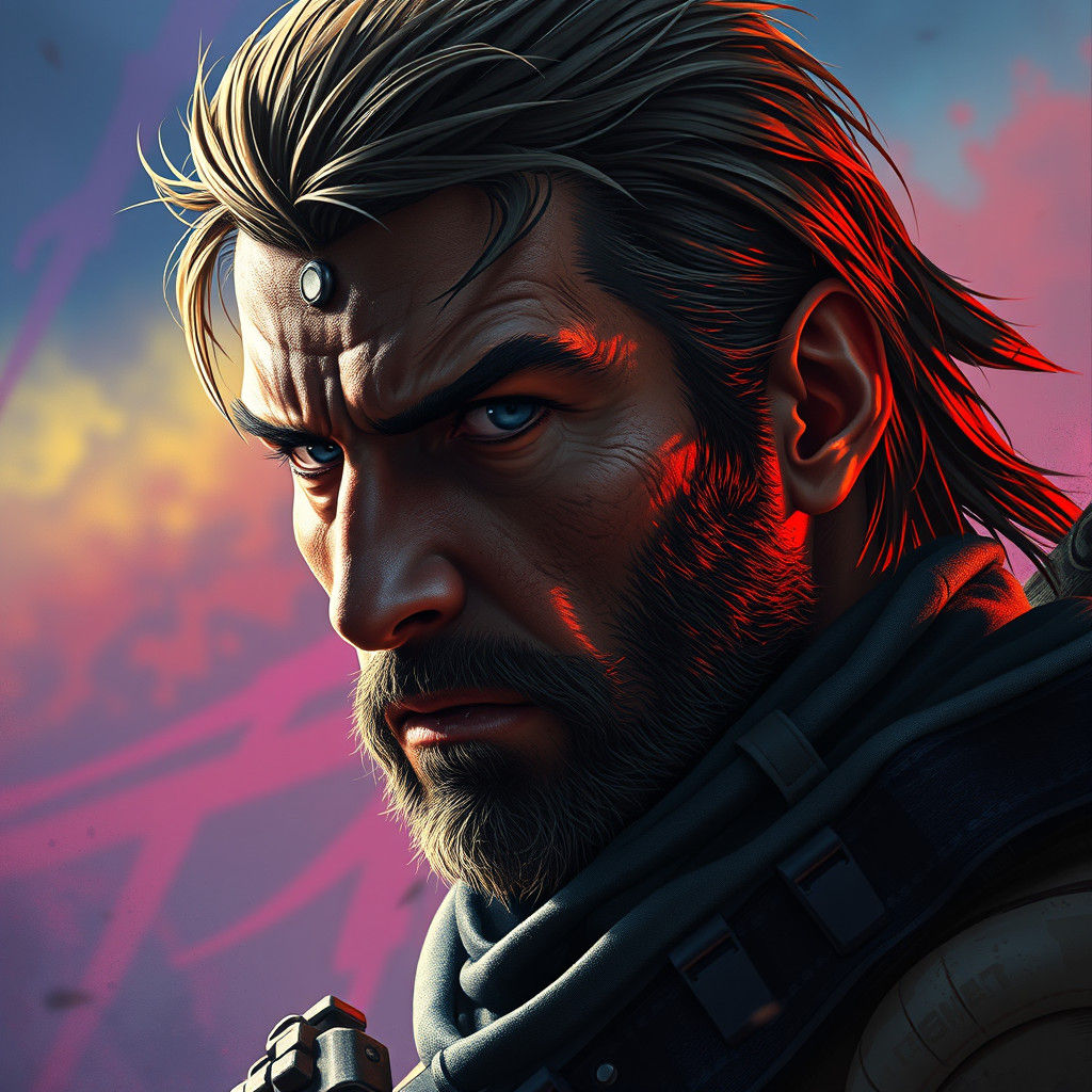 solid snake from metal gear, doing the giga chad face