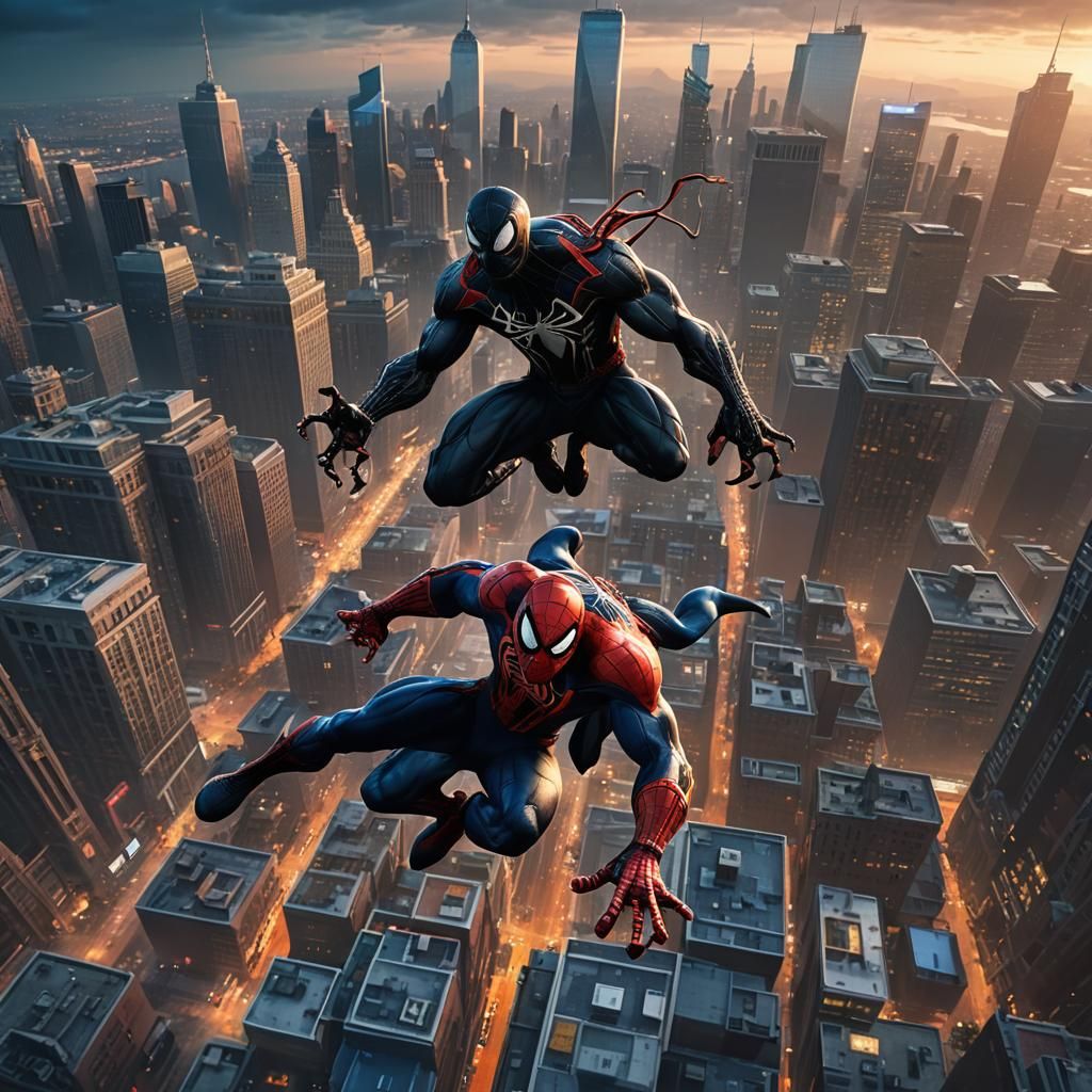 Venom and Spider-Man Clash: a Detailed Digital Painting