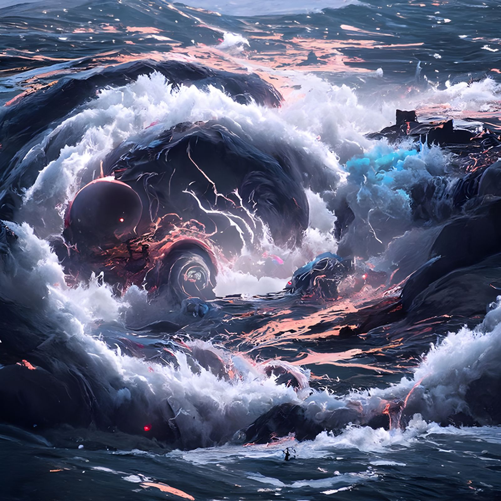 Wrathful Ocean Maelstrom in Hyperrealistic Digital Art