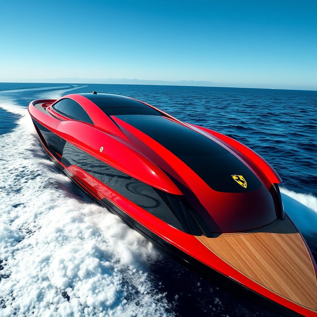 Ferrari Yacht Cruises the Ocean: Hyper-Realistic Design
