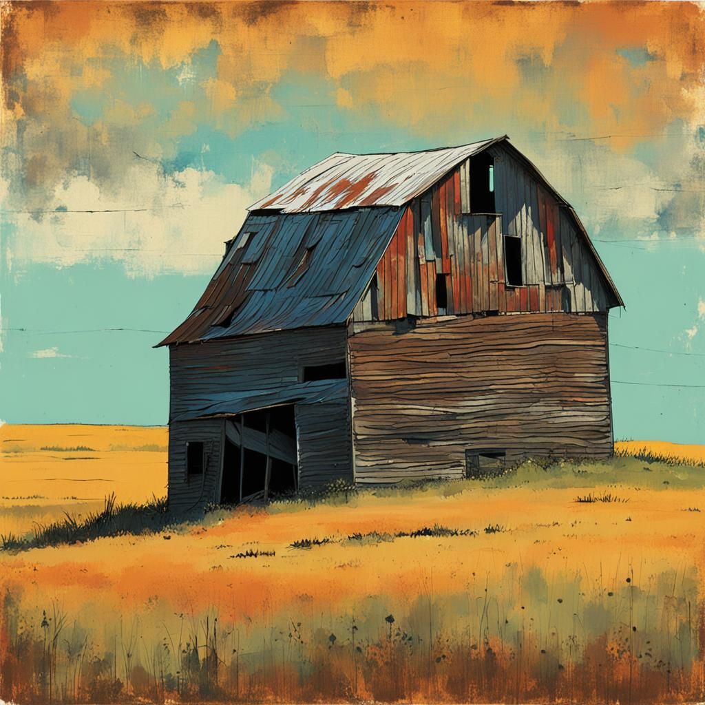 Prairie Barn: Abstract Art in Complementary Colors