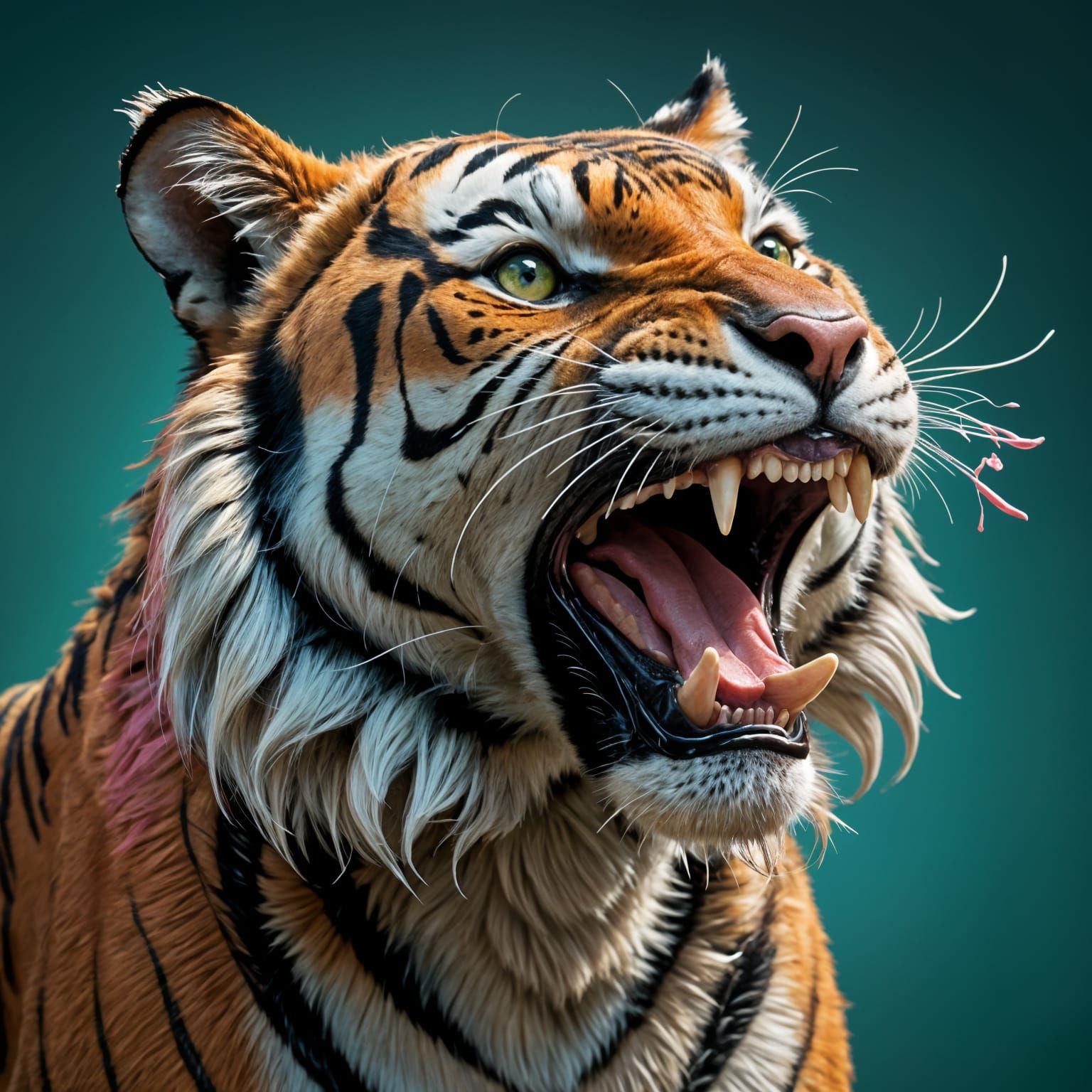 Realistic Anthropomorphic Tiger with Fierce Expression
