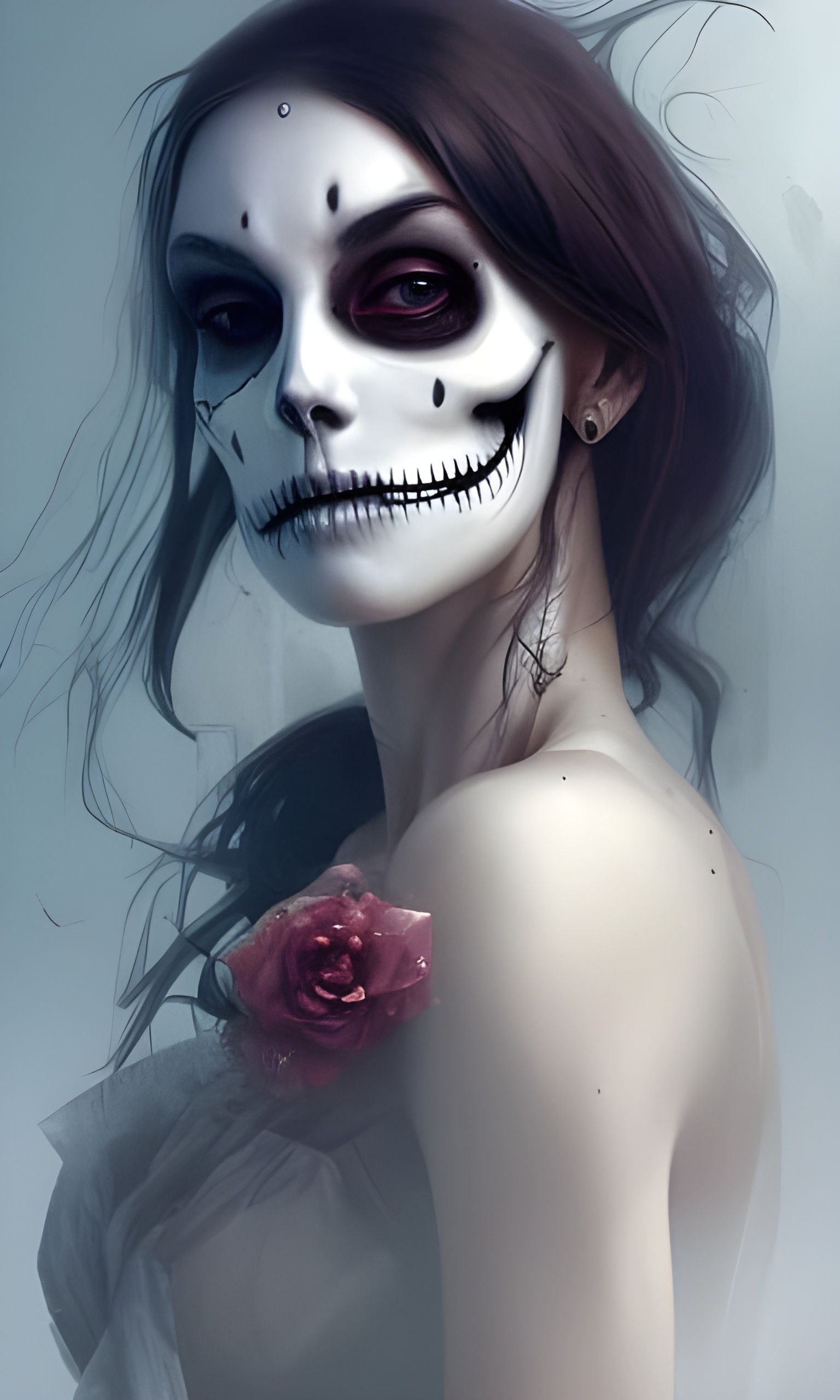 Undead Woman Unzips to Reveal Jack Skellington Skull