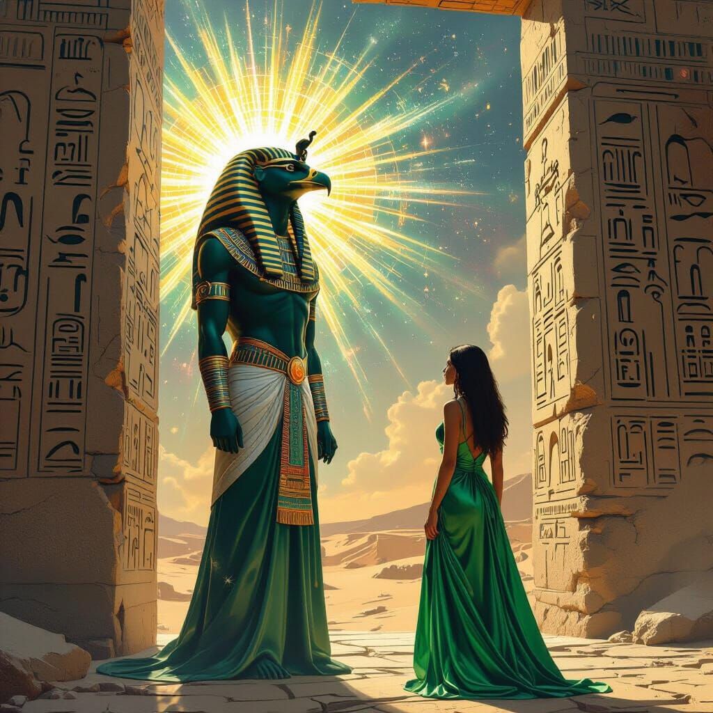 Ra at Cosmic Portal in Giger-Inspired Style