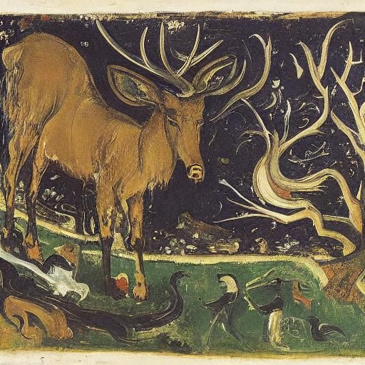 Wise Elk's Cosmic Symphony: A Digital Painting