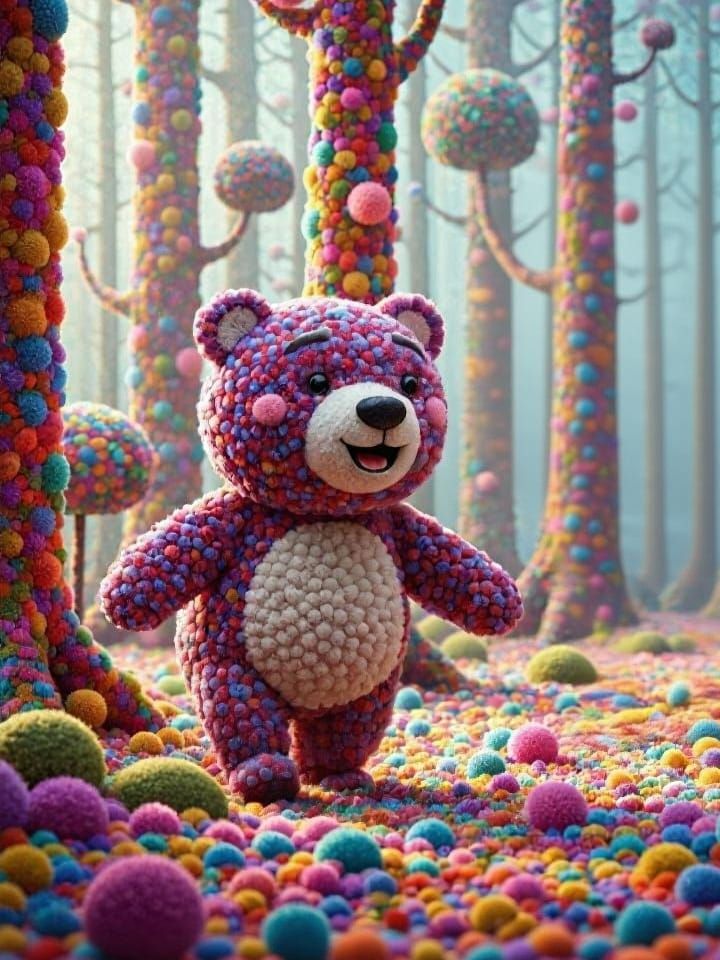 Woolly Pom Pom Bear Forest Adventure