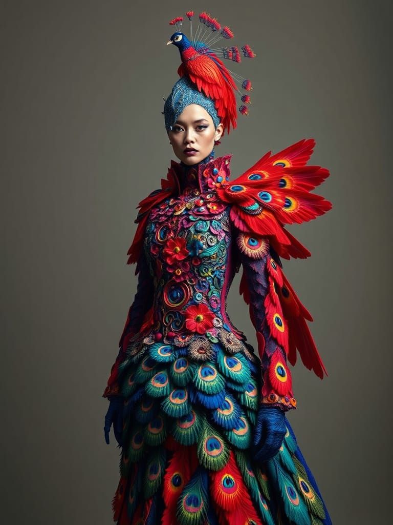 Ethereal Haute Couture in Whimsical, Dark Fantasy Style