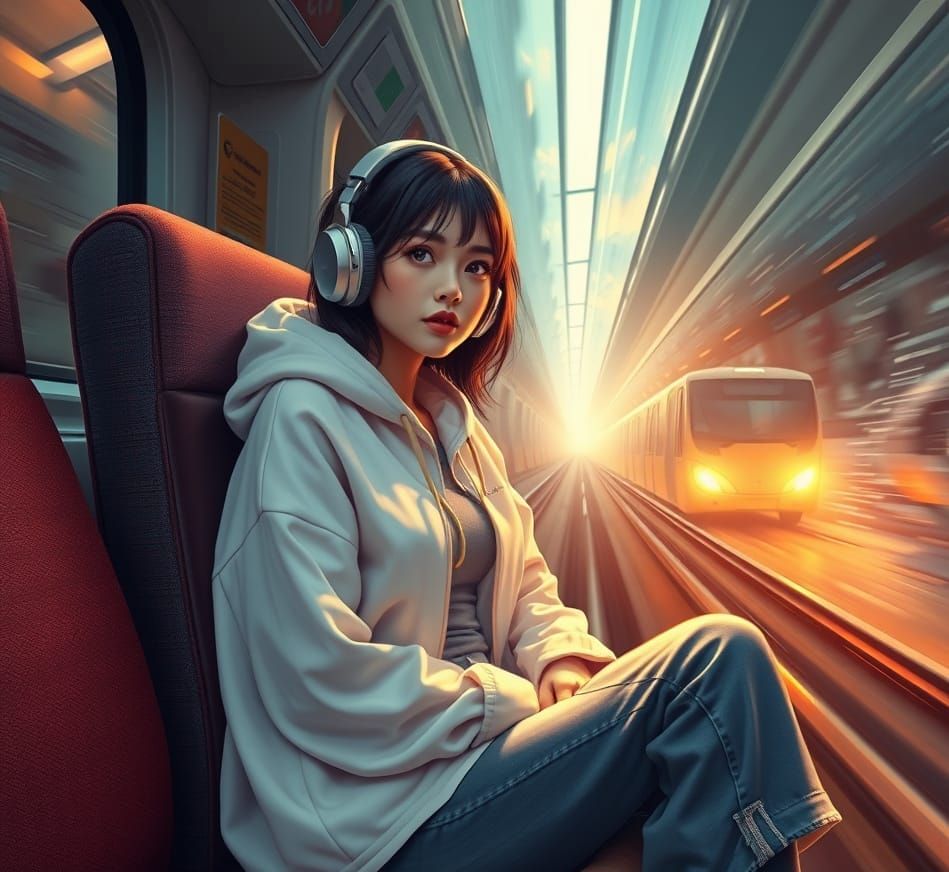 Epic Fantasy Portrait of a Woman in Train Carriage