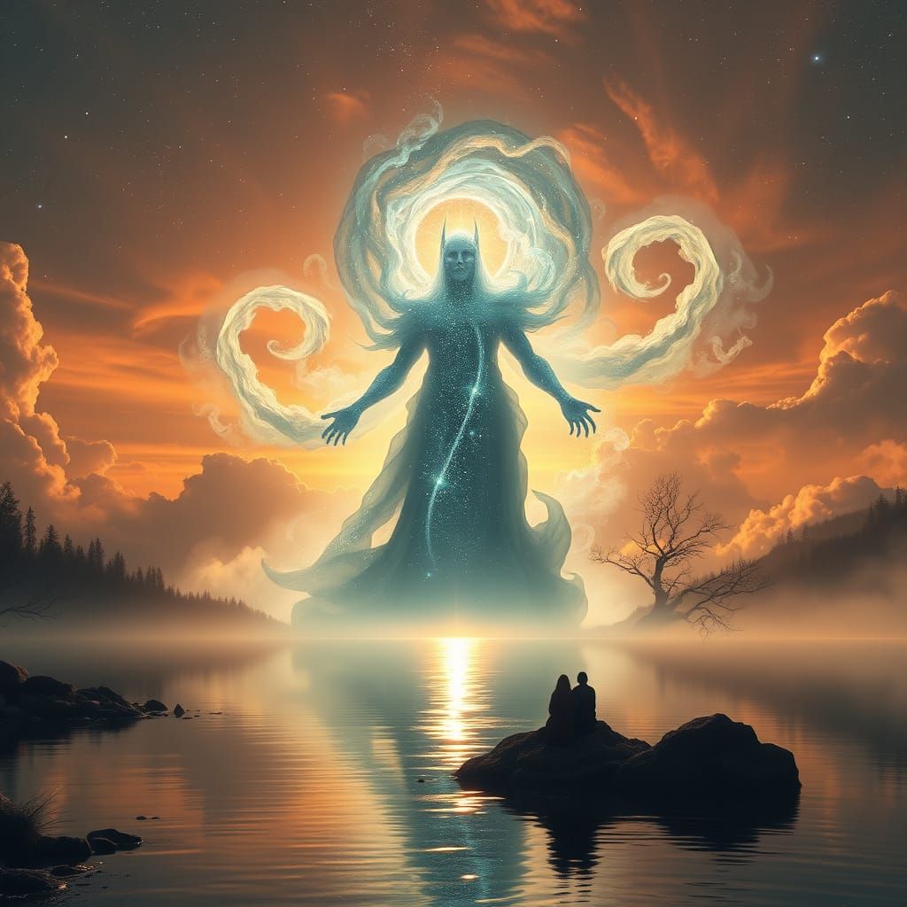 Celestial Being Guiding Souls: Hyperrealistic Fantasy Art