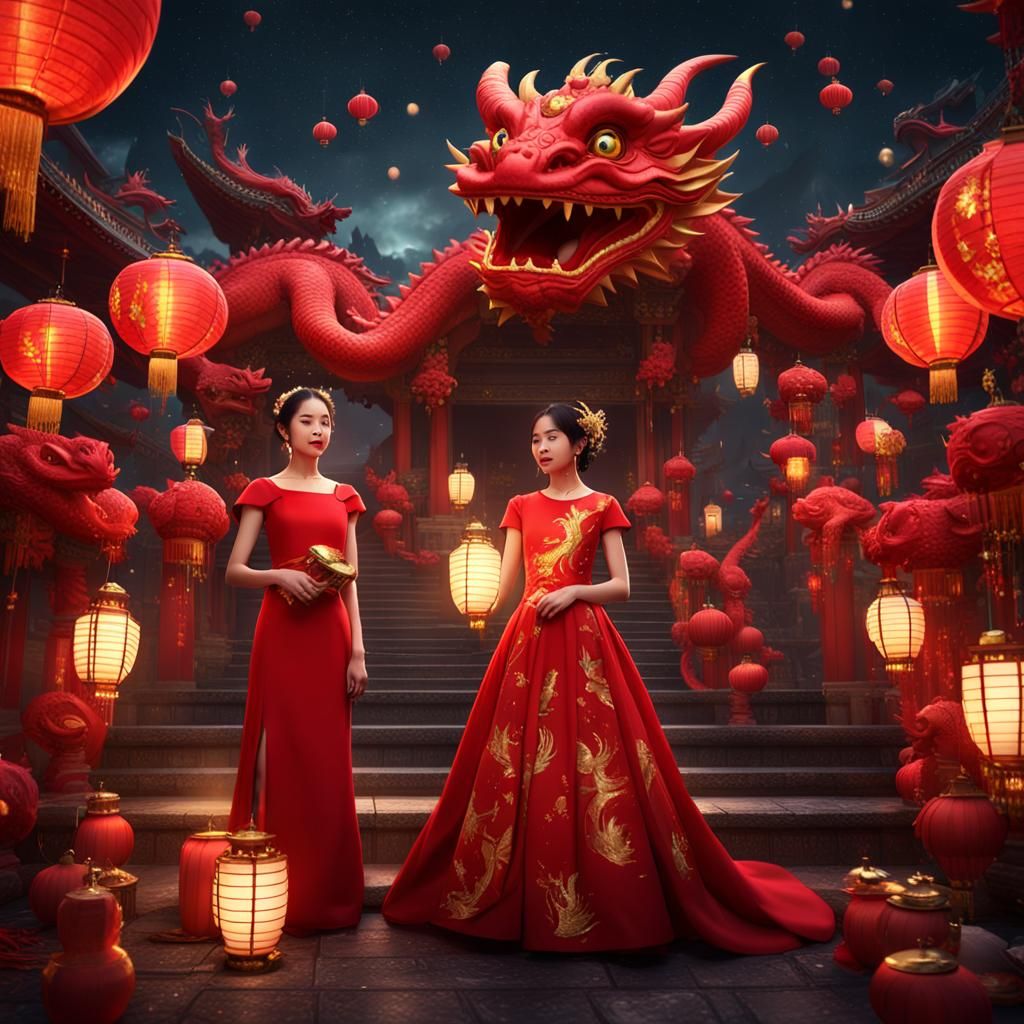 Lunar New Year Party Under Stars: Fantasy Art