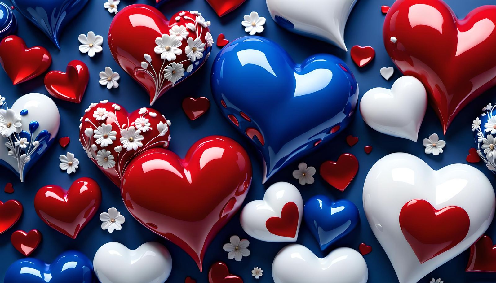 Metallic Tornado of Floral Designs in Blue, White, Red