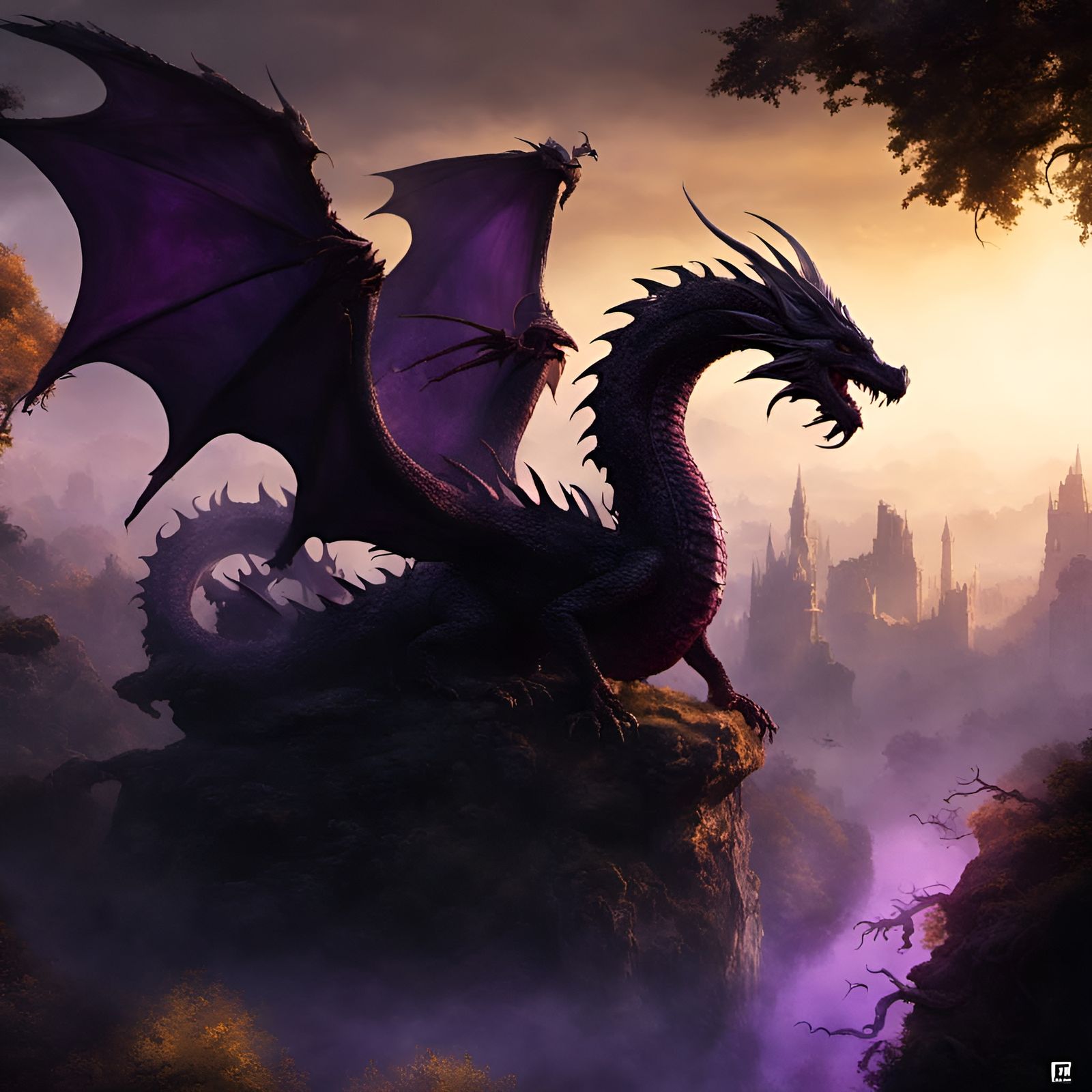 Flying Dragon: Dark Fantasy Concept Art