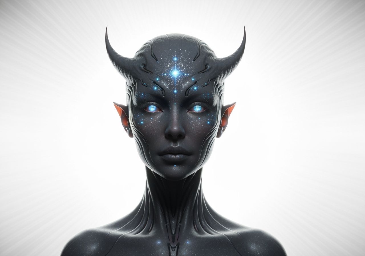Demonic Celestial Being in Futuristic 3D Rendering