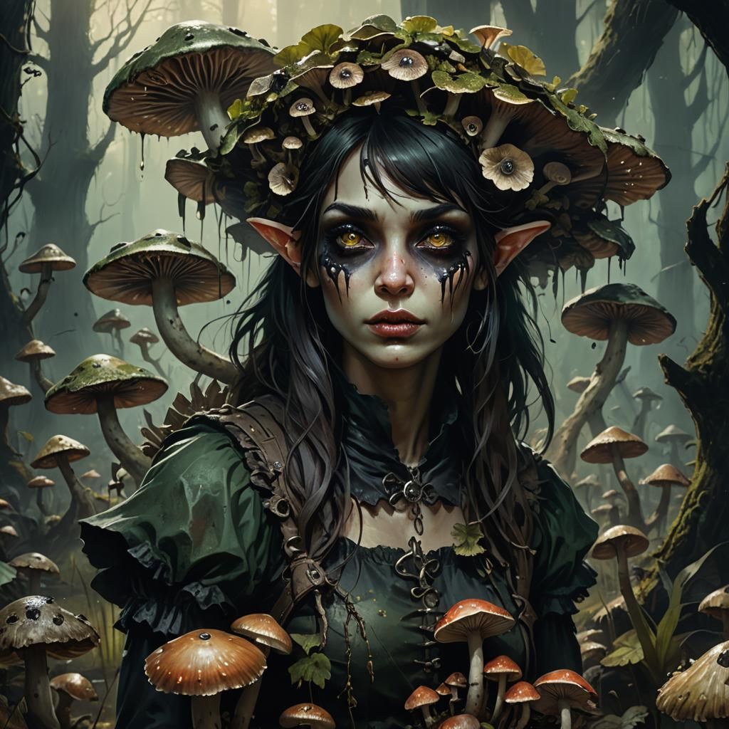 Swamp Fairy Portrait in Dark Fantasy Style