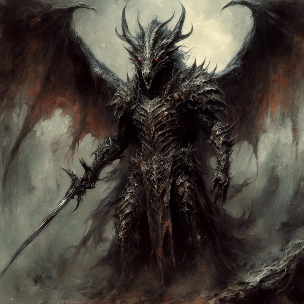 Dragon Paladin in Macabre Dark Fantasy Style