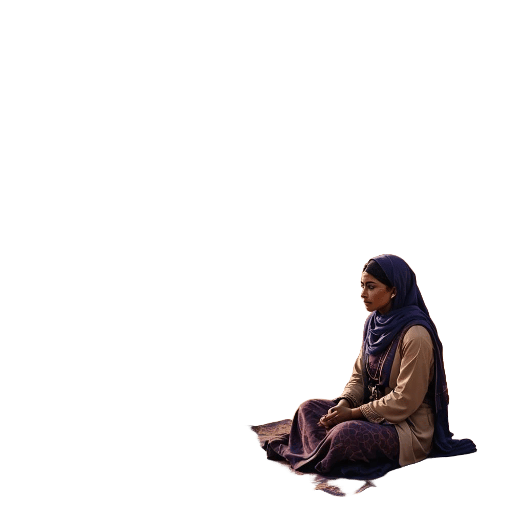 Muslim Woman Praying in Desert: Digital Matte Painting