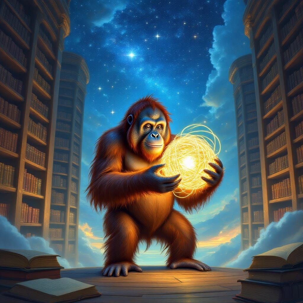 Orang-Utan in a Cosmic Floating Library